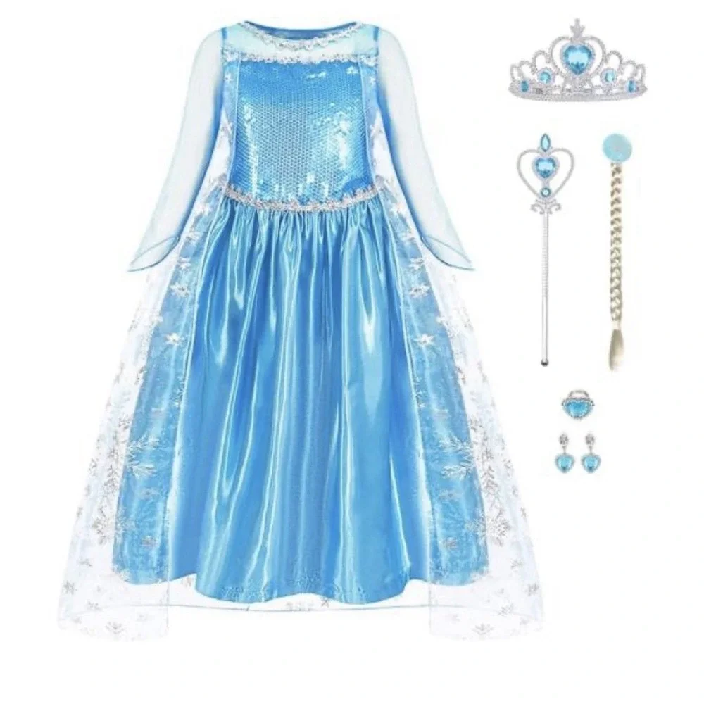 Elsa Frozen Princess Queen Dress Up Set Girls Costume NEW Toddler Size
